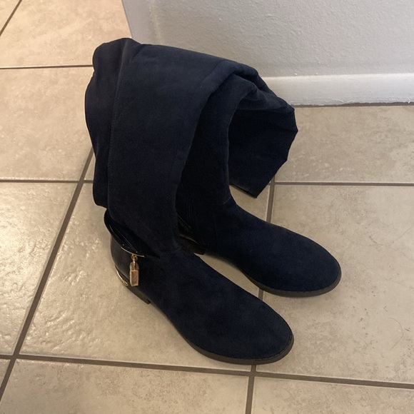 Navy blue over the knee boots - Picture 2 of 9